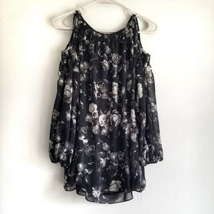 Max Studio flowered top with cold shoulder